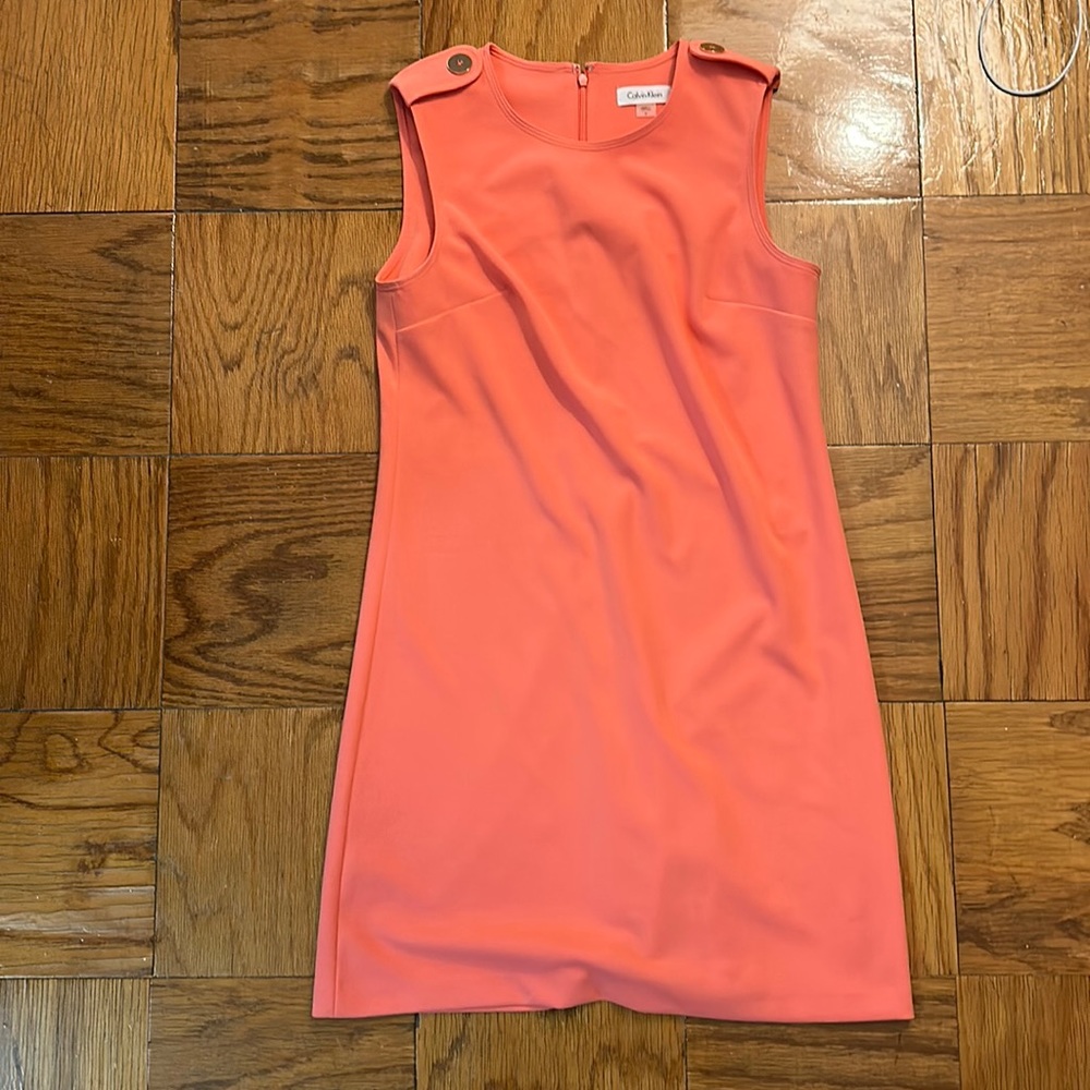Coral Calvin Klein A-Line dress